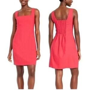 Old Navy Red Linen Squareneck Dress XXL Tall